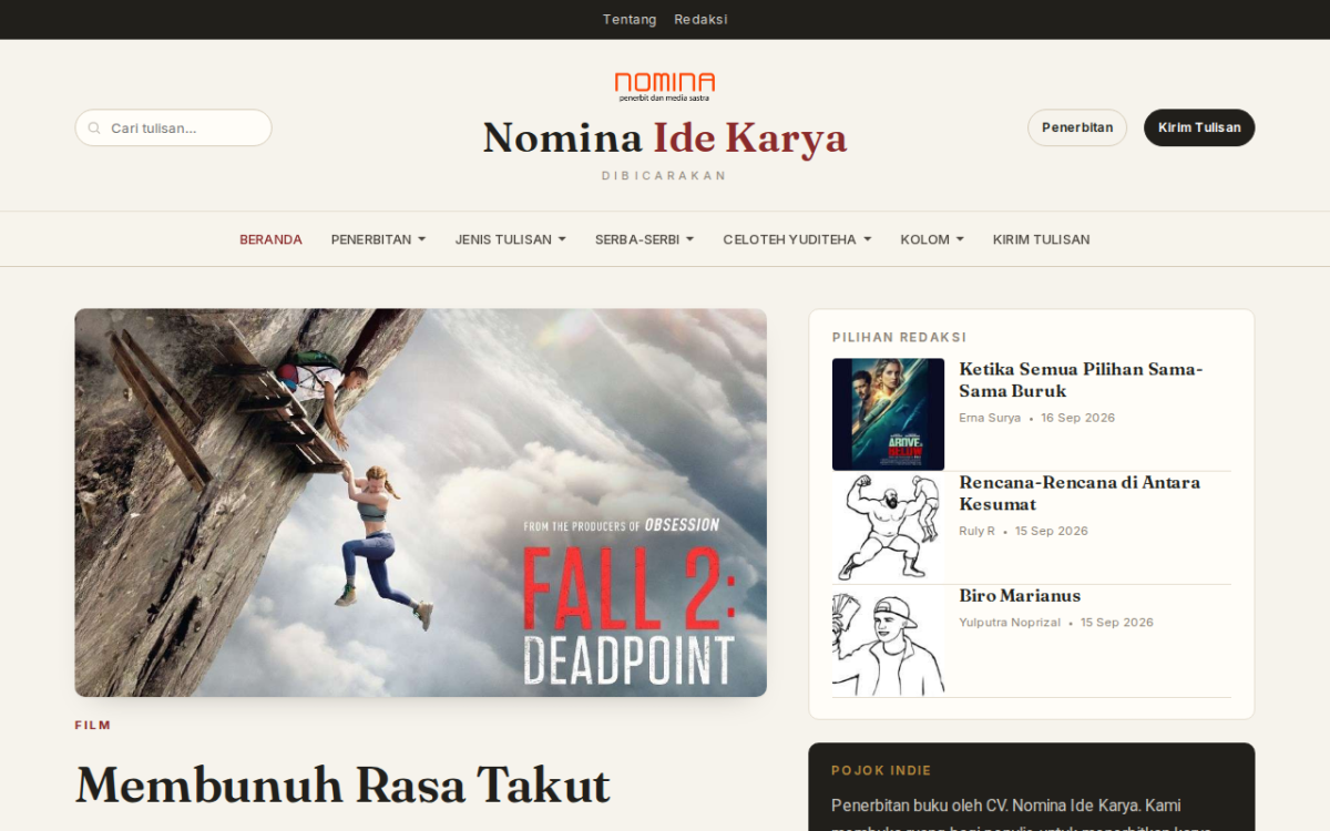 Tampilan website penerbit buku Nomina Ide Karya